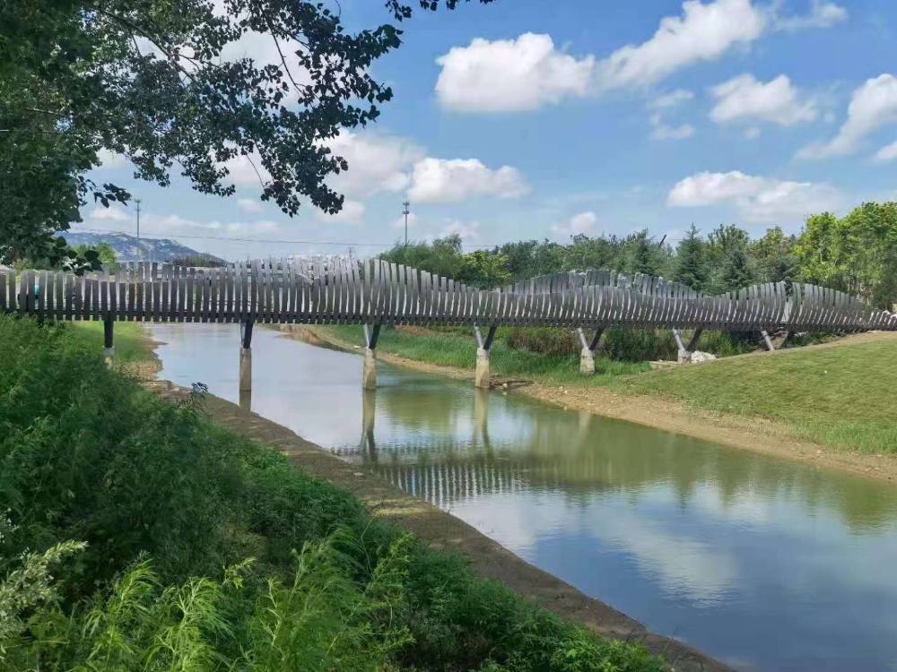 煙臺橋梁景觀工程八角河公園破繭橋施工中，敬請期待！—煙臺旭升鋼構(gòu)